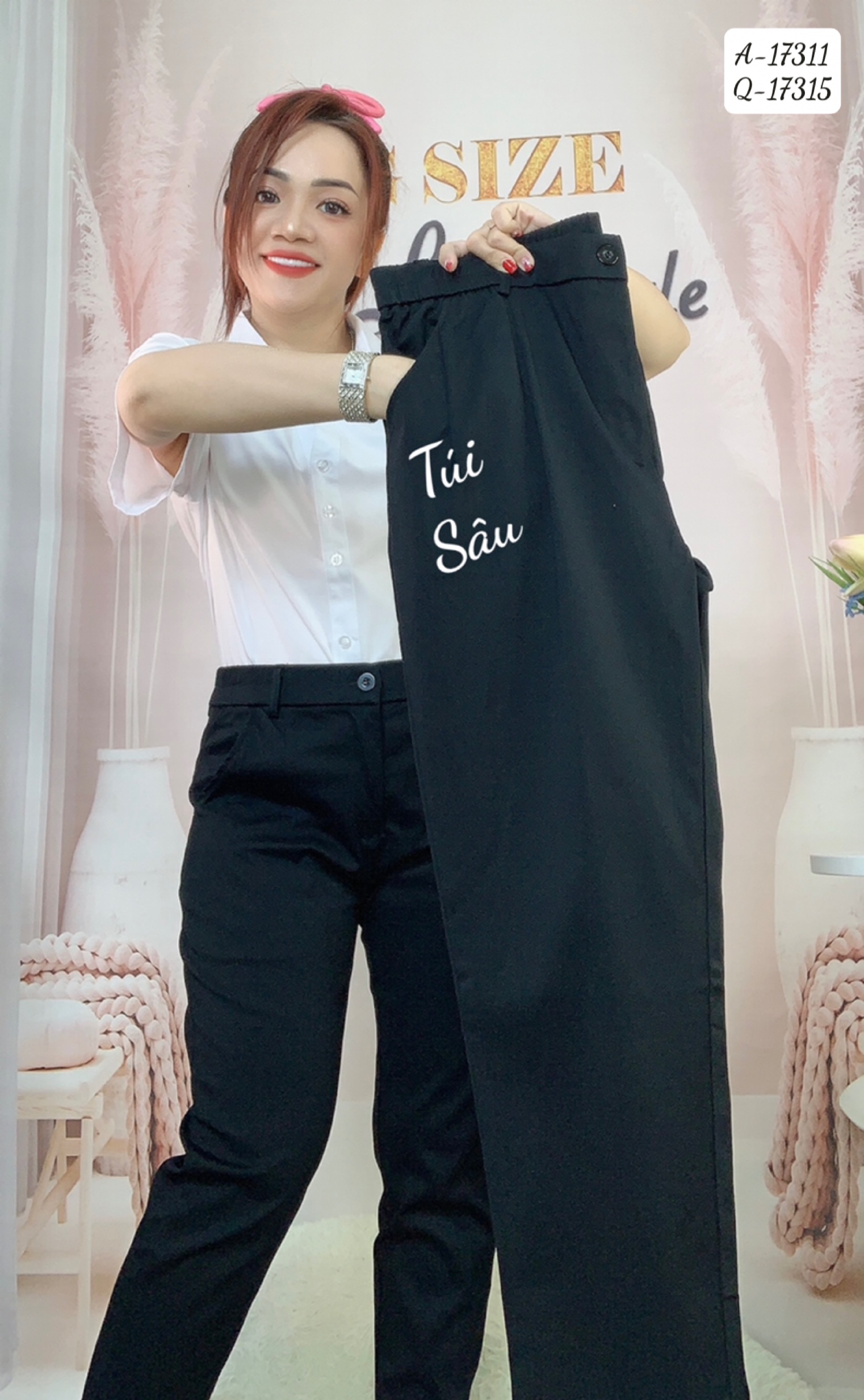 Quần Tây BIGSIZE ống đứng 9 tấc lai ngắn dài - 17315