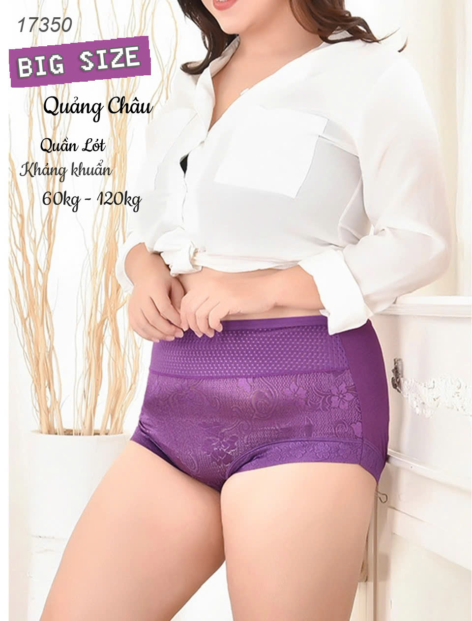 Quần lót chip BIG SIZE thun lưới ĐẠI 17350 TÍM