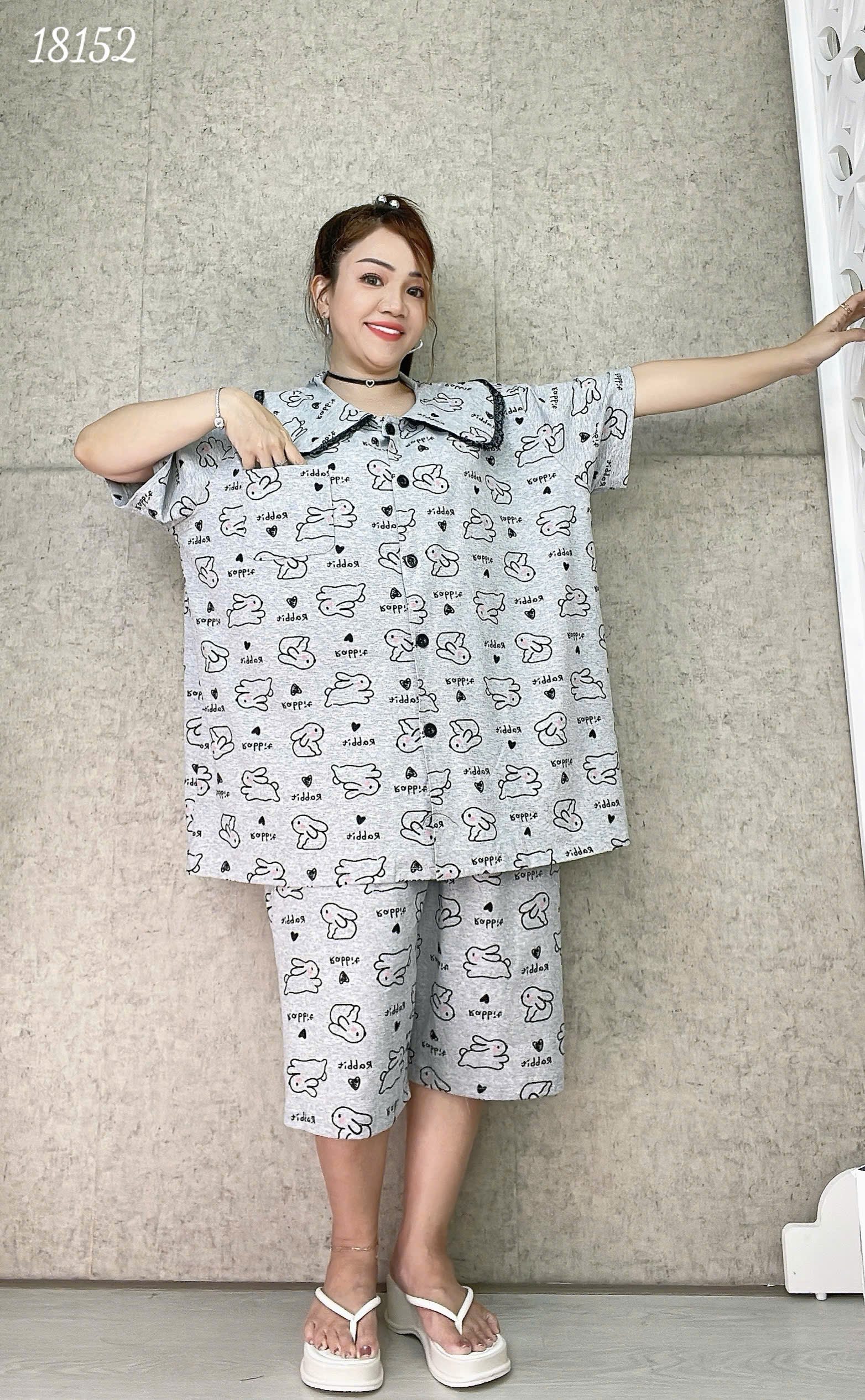 18152 Bộ lửng SL cổ sen Tho- tim -00387- XÁM - 6588