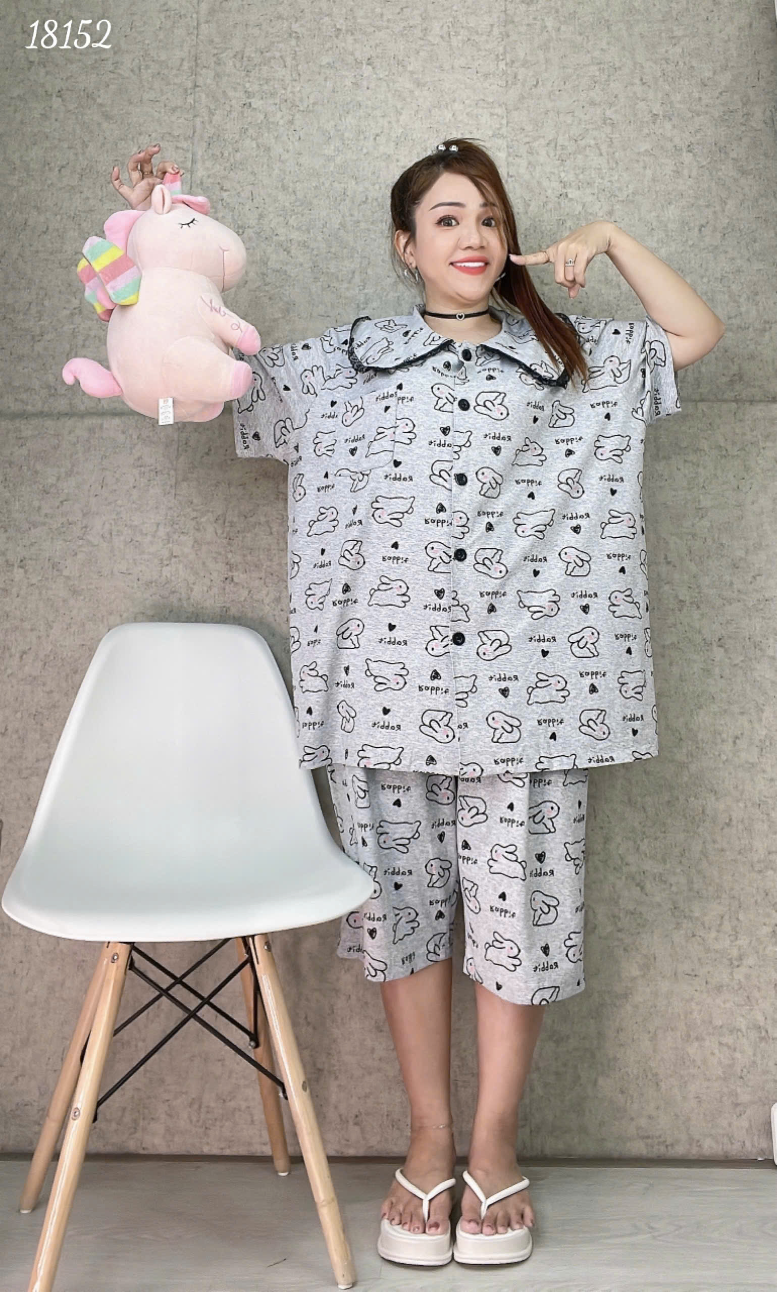 18152 Bộ lửng SL cổ sen Tho- tim -00387- XÁM - 6588