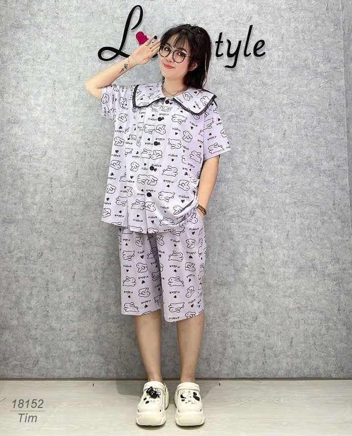 18152 Bộ lửng SL cổ sen Tho- tim -00387- TÍM - 6588