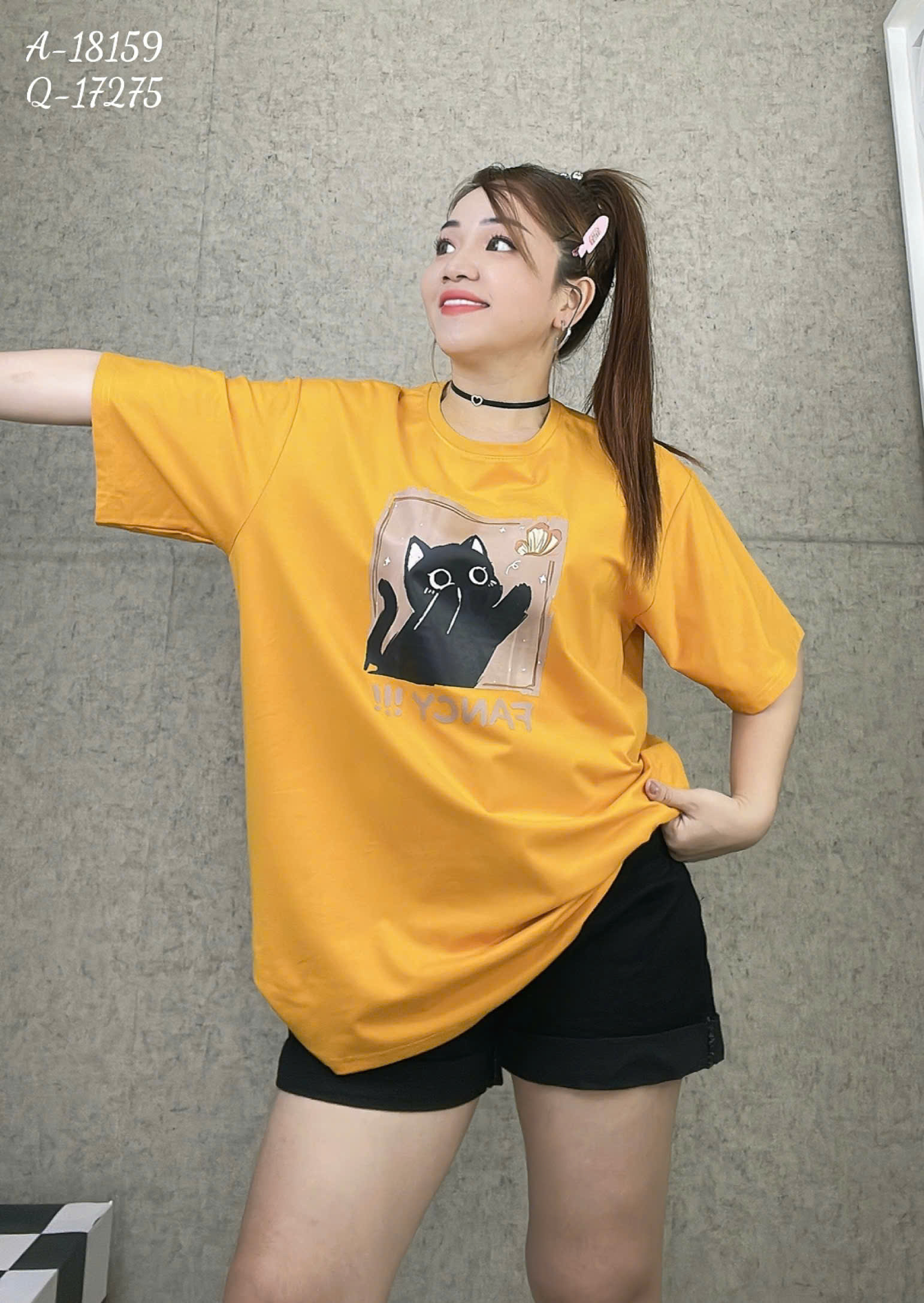 S00210- Áo thun BIGSIZE Quảng Châu cổ tròn hình M- FANCY VÀNG -18159