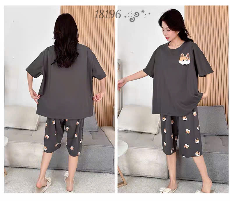 Bộ lửng BIGSIZE QCCC thun cotton mịn đẹp loại 1 thấm hút mồ hôi tốt cổ tròn Tho SL.DAI- 18196 - XÁM