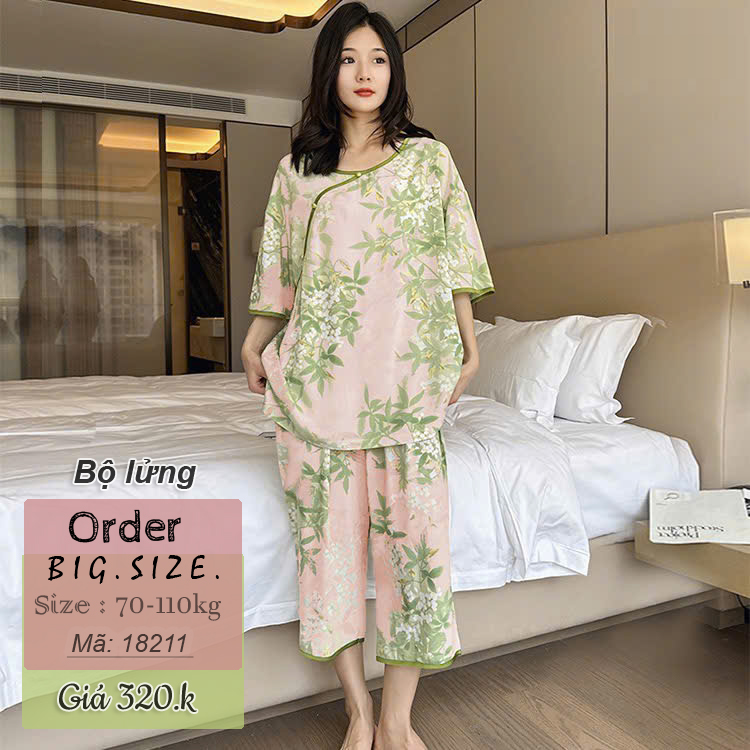 Bộ lửng BIGSIZE QCCC SL.Trung Hoa Lá trẻ trung, sang trọng - 18211- HỒNG