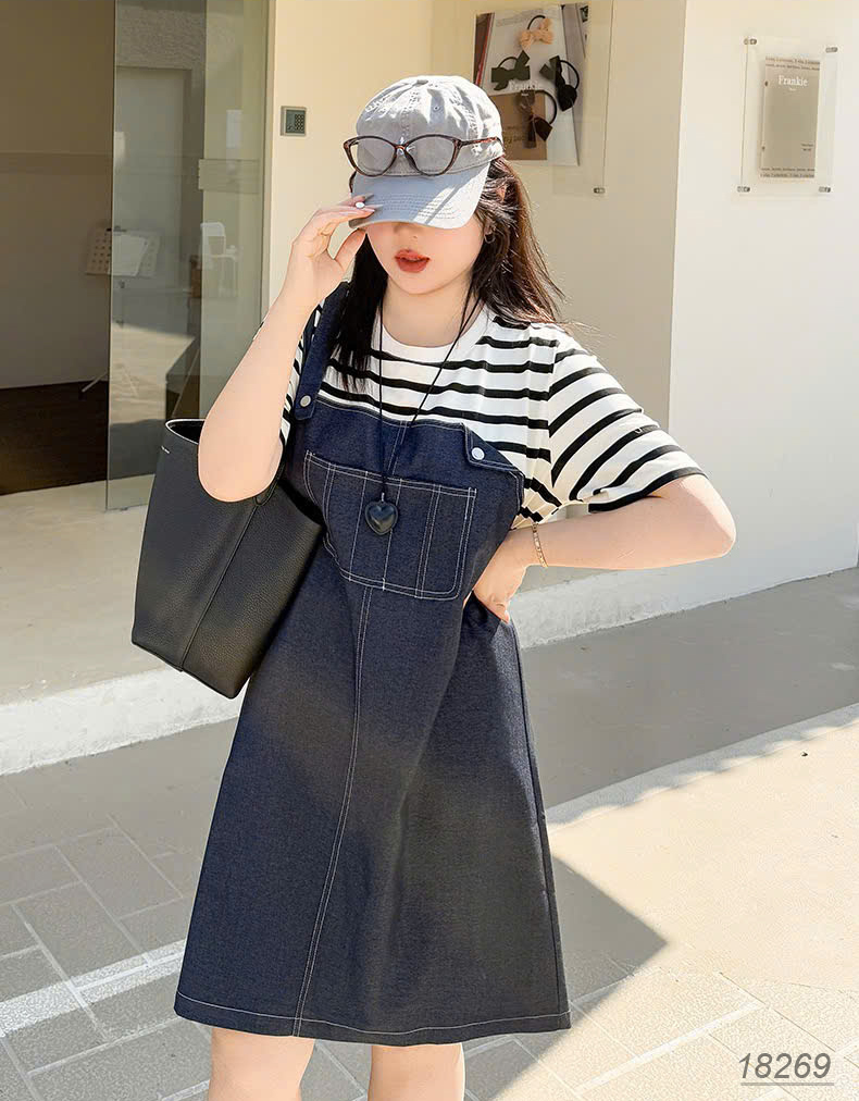 NEW.10-  18269 Đầm yếm 1b 00536 tay sọc