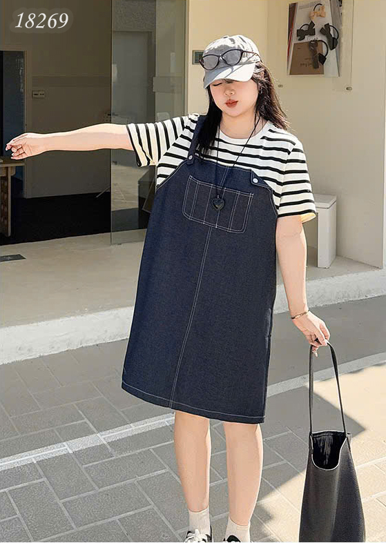 NEW.10-  18269 Đầm yếm 1b 00536 tay sọc