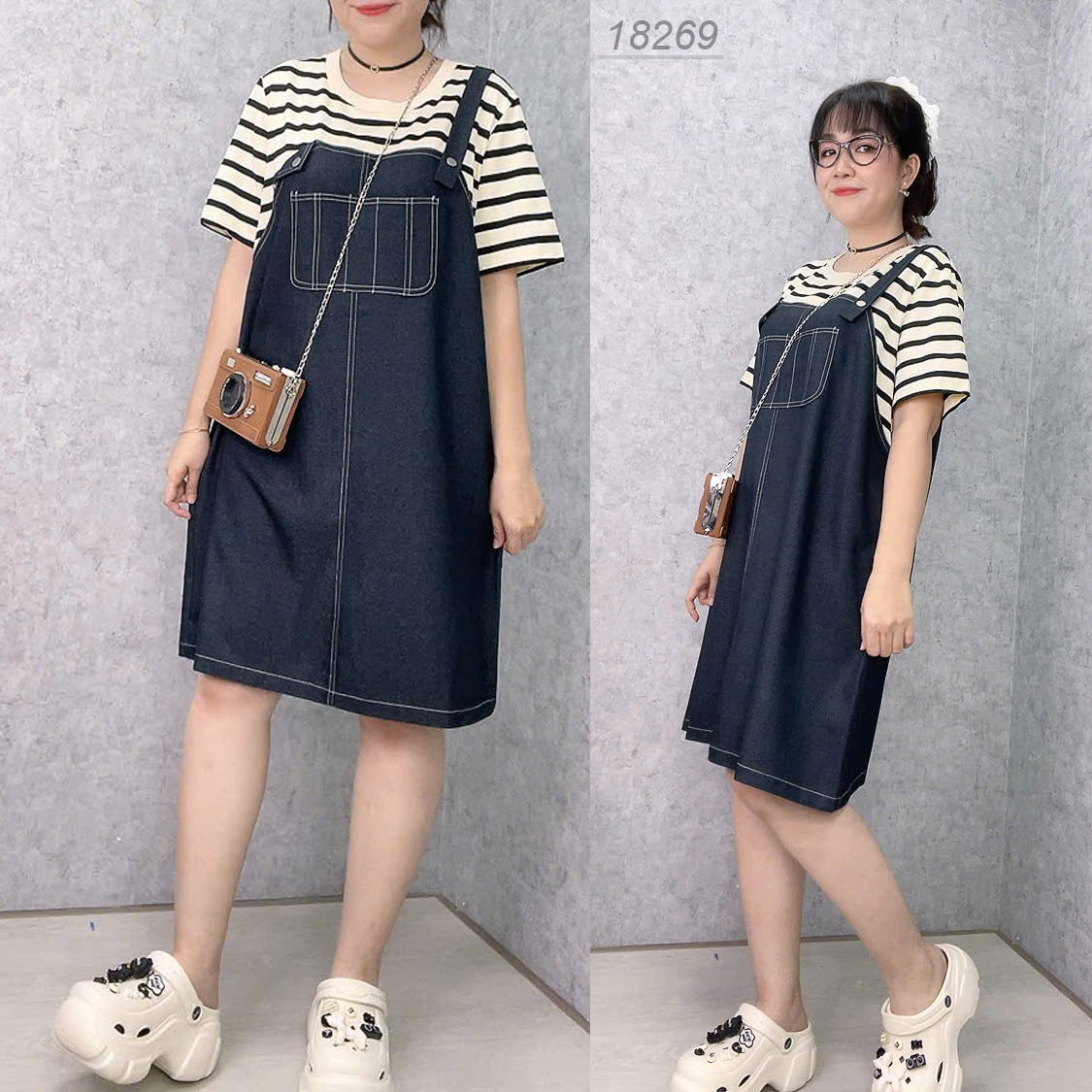 NEW.10-  18269 Đầm yếm 1b 00536 tay sọc