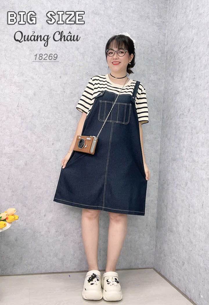 NEW.10-  18269 Đầm yếm 1b 00536 tay sọc