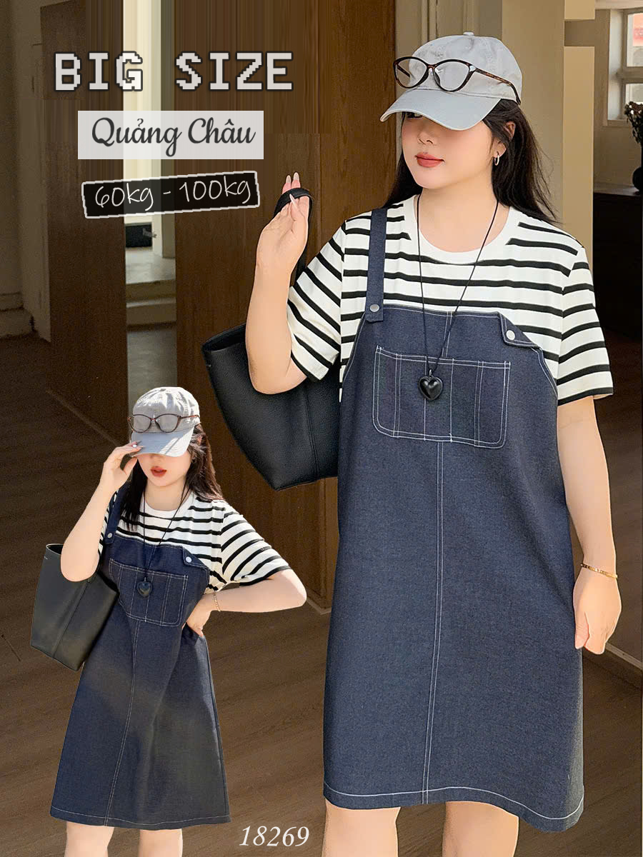 NEW.10-  18269 Đầm yếm 1b 00536 tay sọc