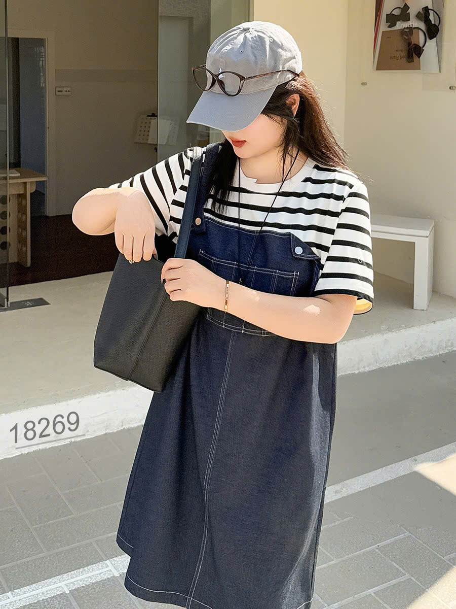 NEW.10-  18269 Đầm yếm 1b 00536 tay sọc