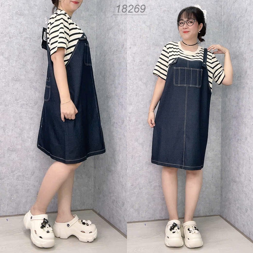 NEW.10-  18269 Đầm yếm 1b 00536 tay sọc