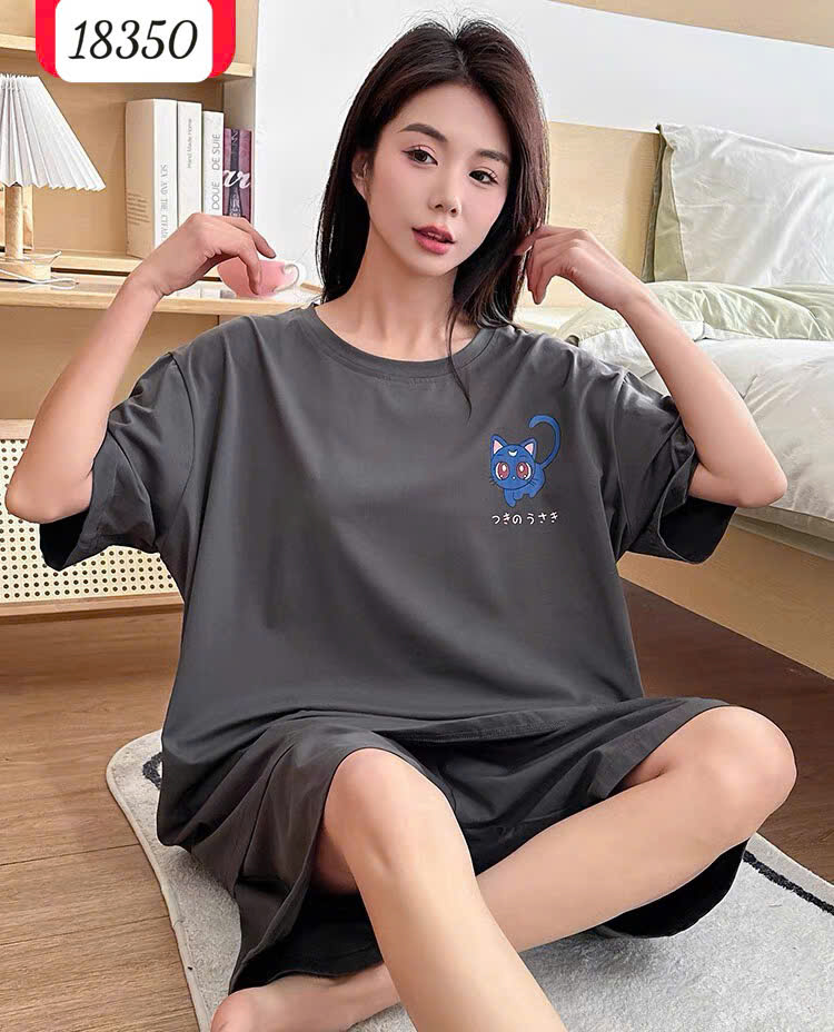 Bộ đùi màu trơn BIGSIZE QCCC chất mịn đẹp co giãn mặc mát logo Meo- 18350 - Xám