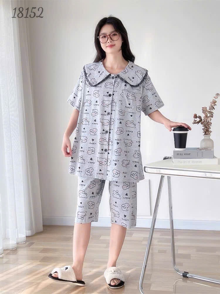 18152 Bộ lửng SL cổ sen Tho- tim -00387- XÁM - 6588