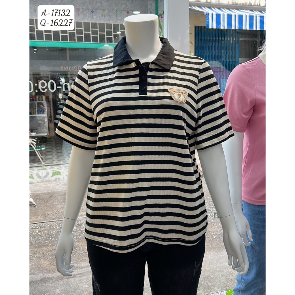 Áo Polo Tshirt BIGSIZE logo G- kẻ Sọc To - 17132