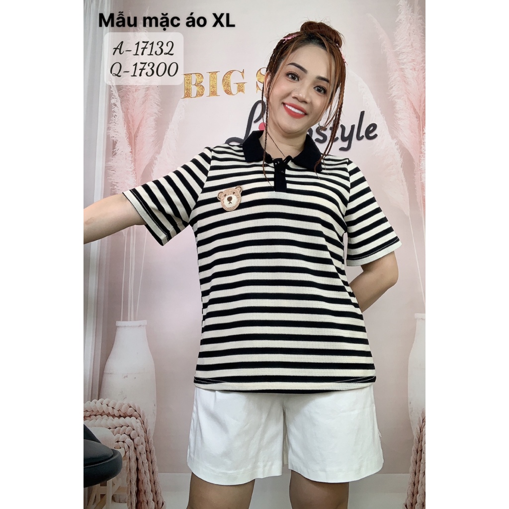 Áo Polo Tshirt BIGSIZE logo G- kẻ Sọc To - 17132