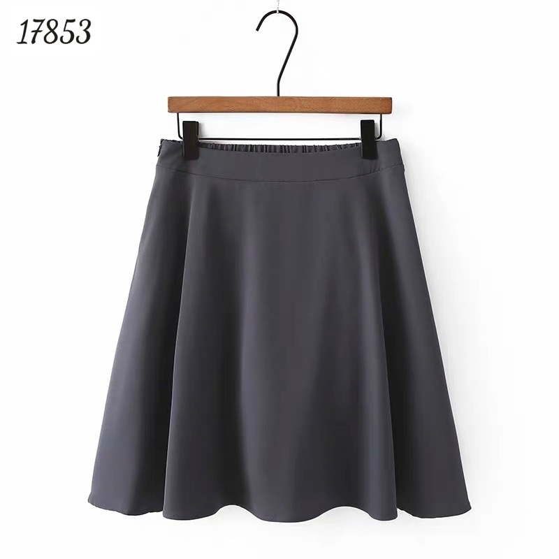 Quần váy BIGSIZE Quảng Châu dáng xòe sau lưng thun, bên hông có khóa kéo - 17853 XÁM