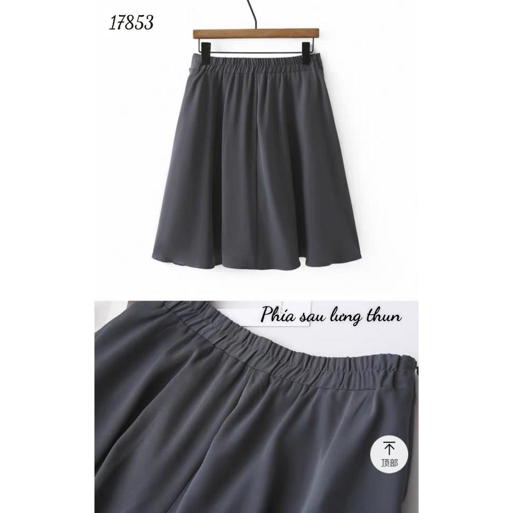 Quần váy BIGSIZE Quảng Châu dáng xòe sau lưng thun, bên hông có khóa kéo - 17853 XÁM