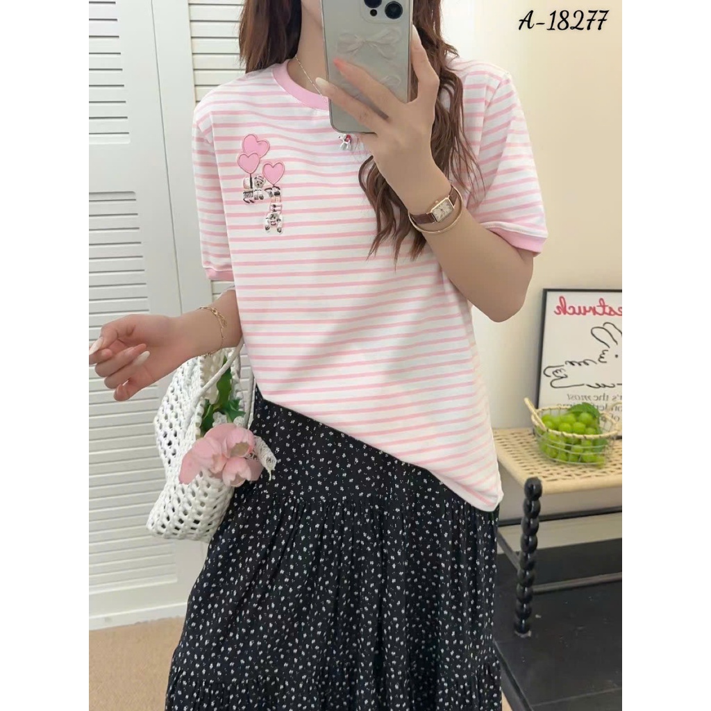 Áo thun BIGSIZE kẻ sọc logo G- thun cotton chất đẹp- 00261 - 18277