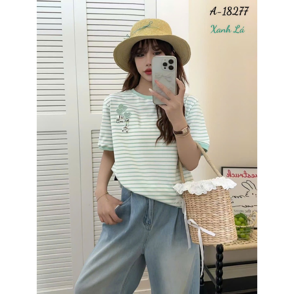 Áo thun BIGSIZE kẻ sọc logo G- thun cotton chất đẹp- 00261 - 18277