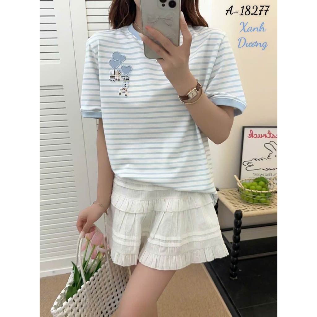 Áo thun BIGSIZE kẻ sọc logo G- thun cotton chất đẹp- 00261 - 18277