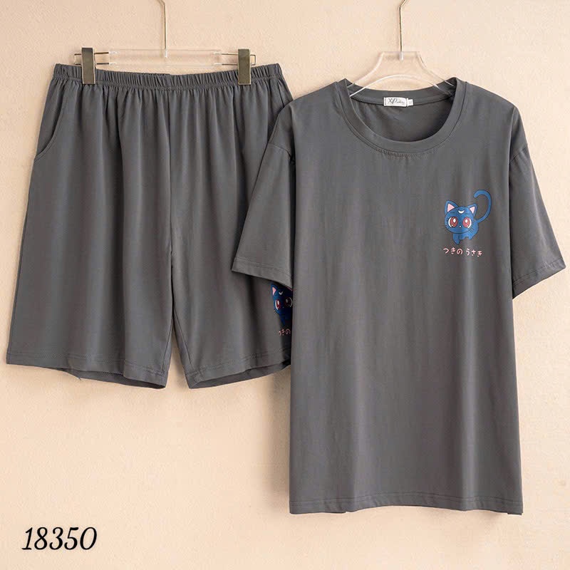 Bộ đùi màu trơn BIGSIZE QCCC chất mịn đẹp co giãn mặc mát logo Meo- 18350 - Xám