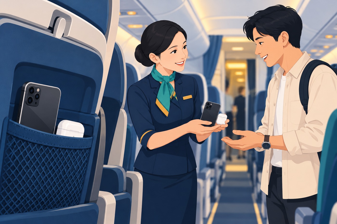 Tìm lại điện thoại bỏ quên trong túi ghế máy bay