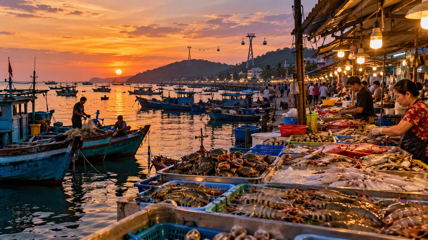 Không khí chợ ẩm thực Phú Quốc