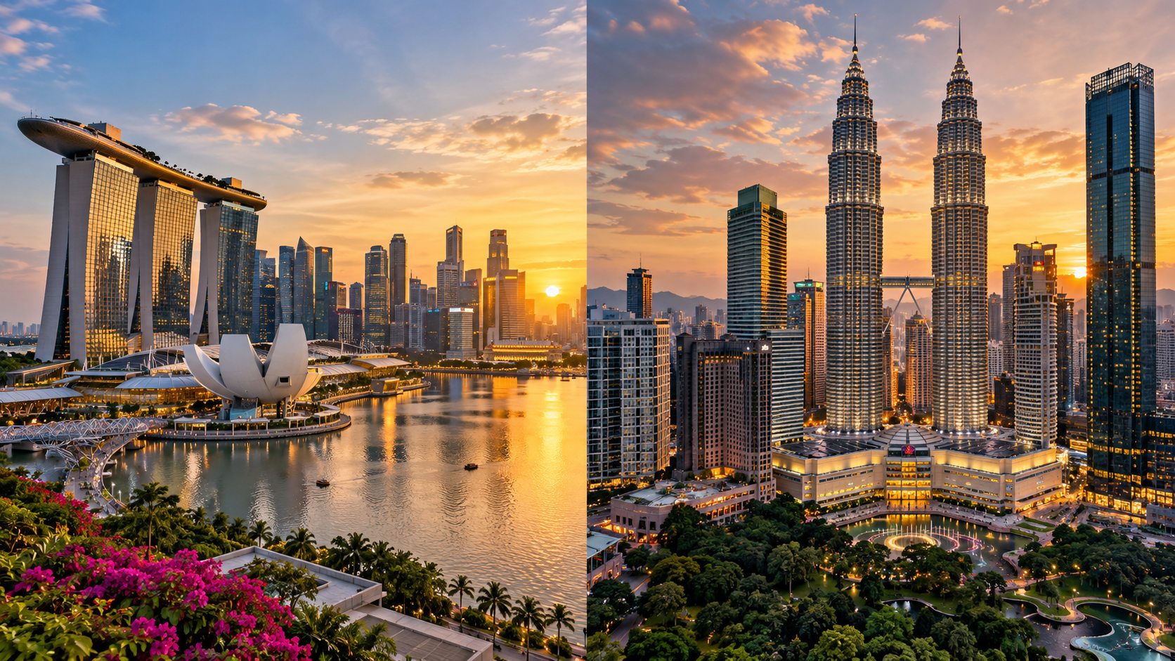 So sánh cảnh quan Singapore và Kuala Lumpur cho chuyến ngắn