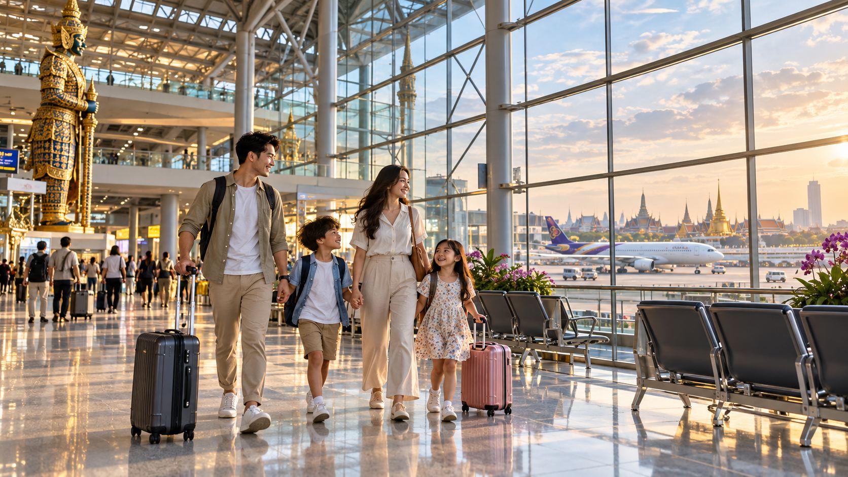 Ra sân bay Bangkok cho chuyến bay về