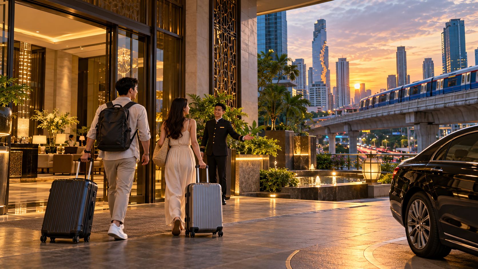 Du khách đến nơi lưu trú tại Bangkok