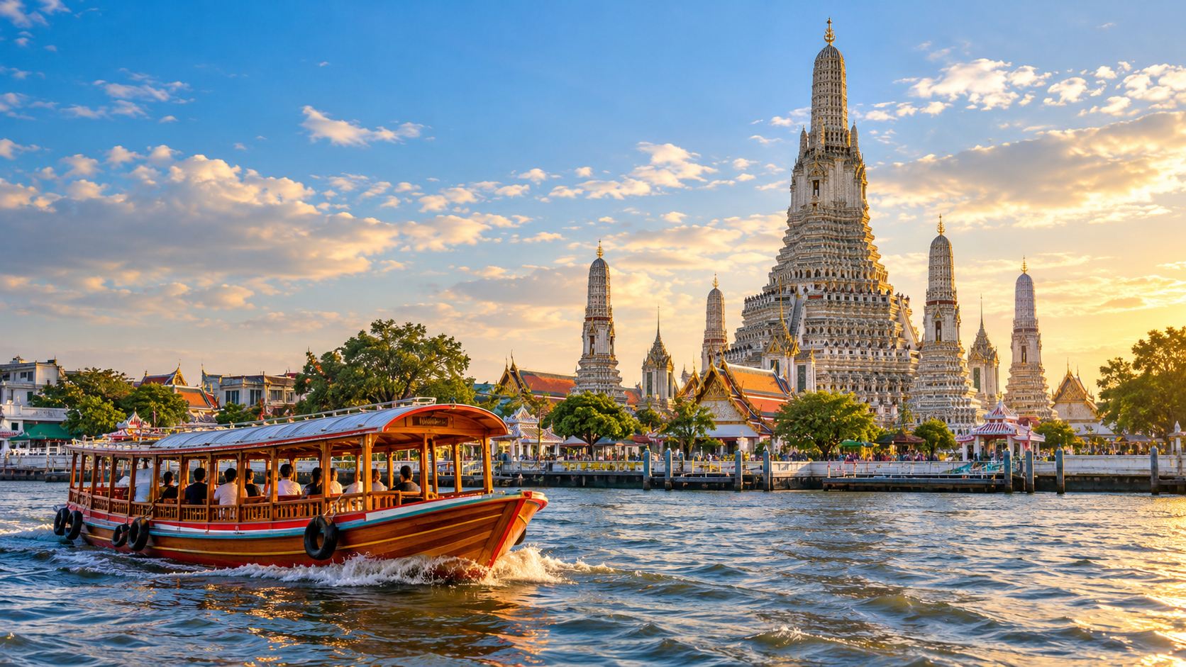 Đi thuyền trên sông Chao Phraya ngắm Wat Arun