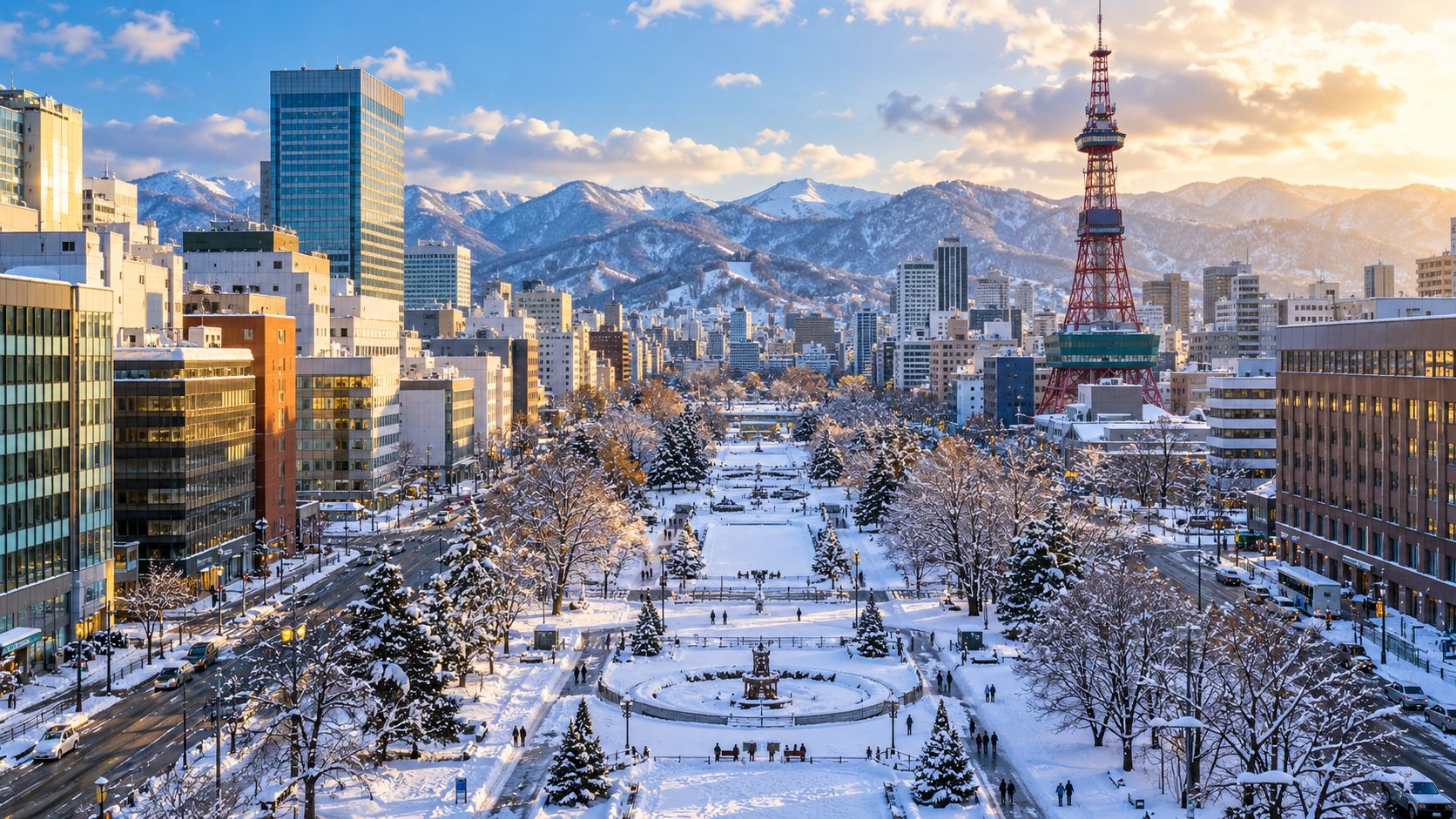 Công viên Odori giữa mùa đông Sapporo