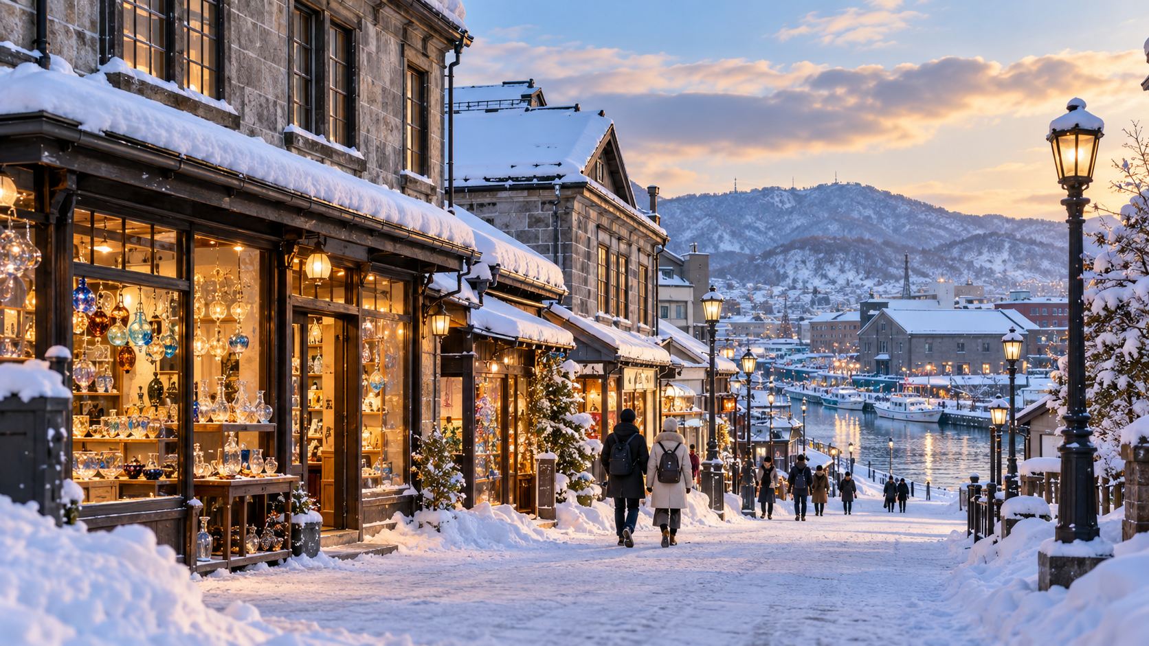Phố cổ Otaru trong ngày có tuyết