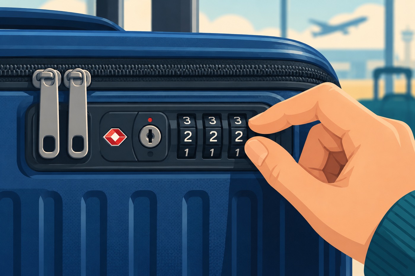 Khóa vali có biểu tượng Travel Sentry và vòng số