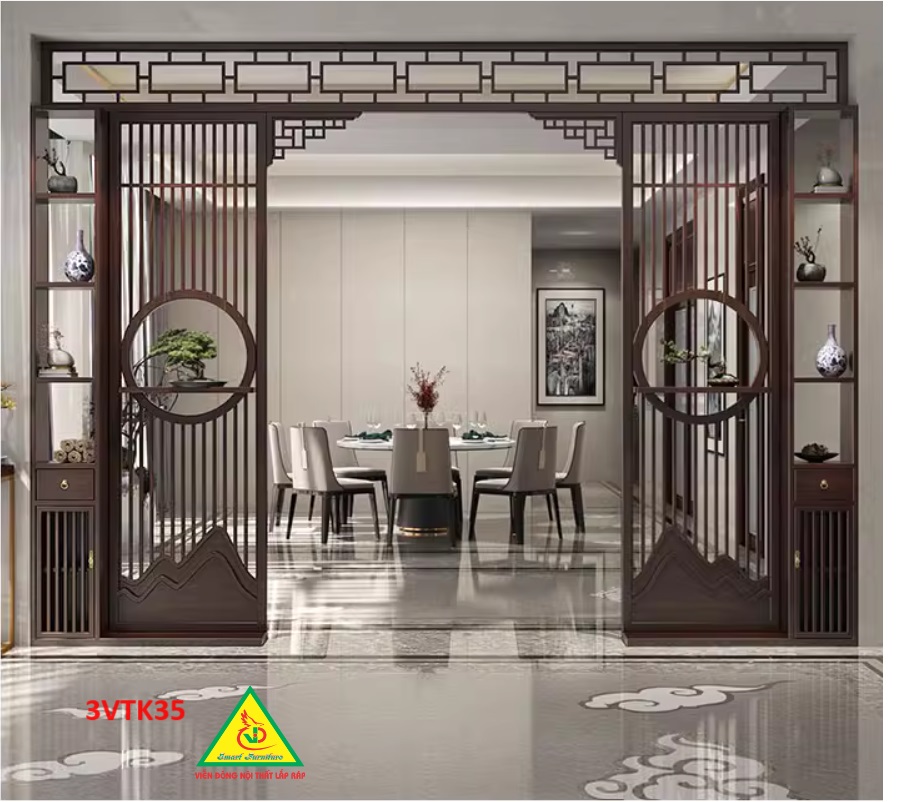 Vách ngăn phòng khách nhà bếp phong cách hiện đại