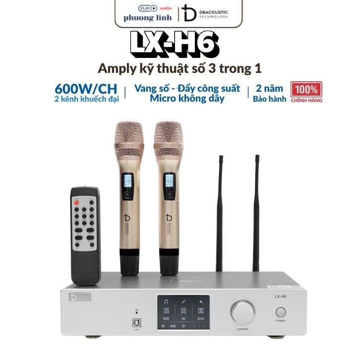 Màn hình cảm ứng điện dung lớn trên amply karaoke DBacoustic LX-H6 cao cấp