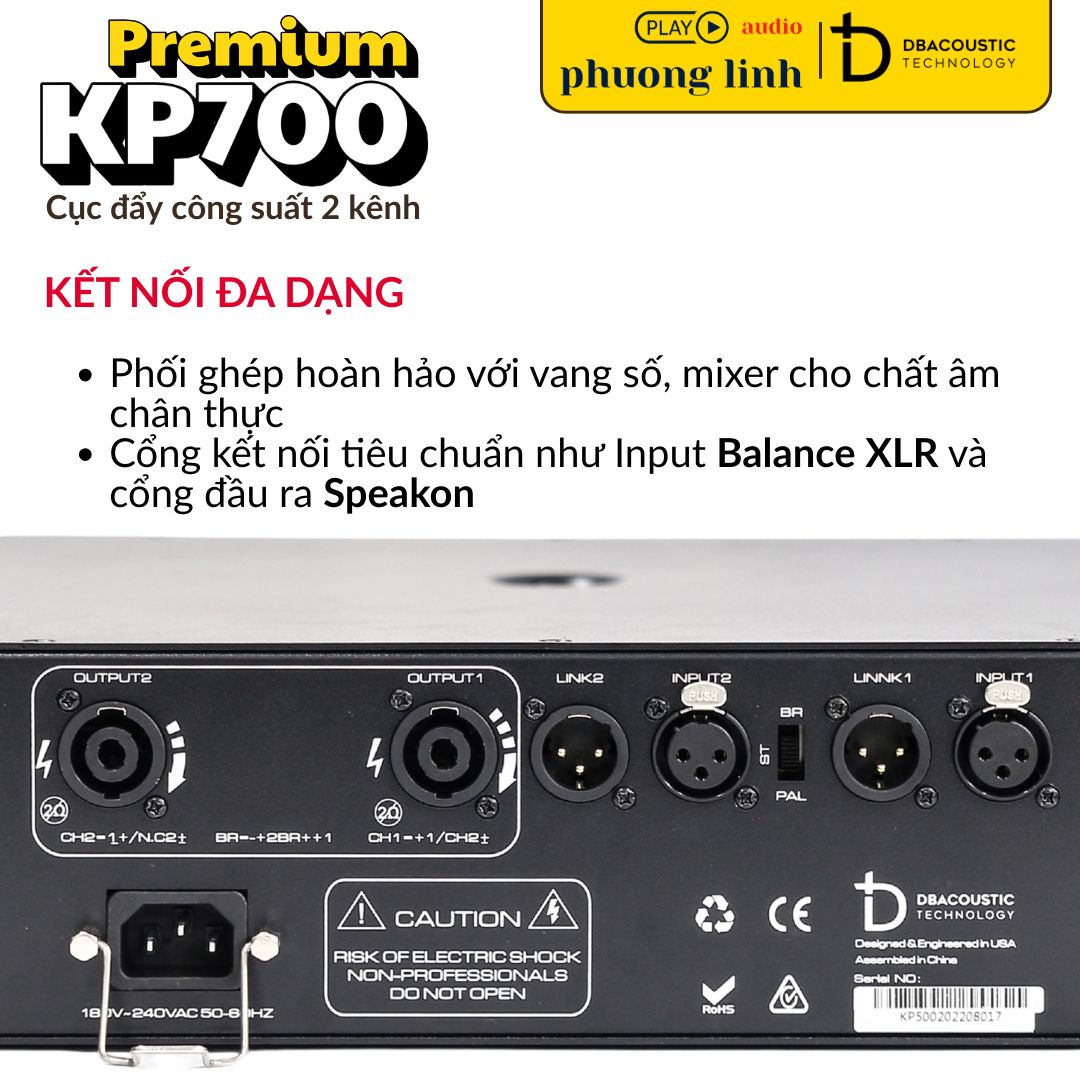 Ngõ vào Balance XLR giúp KP700 phối ghép nhanh chóng