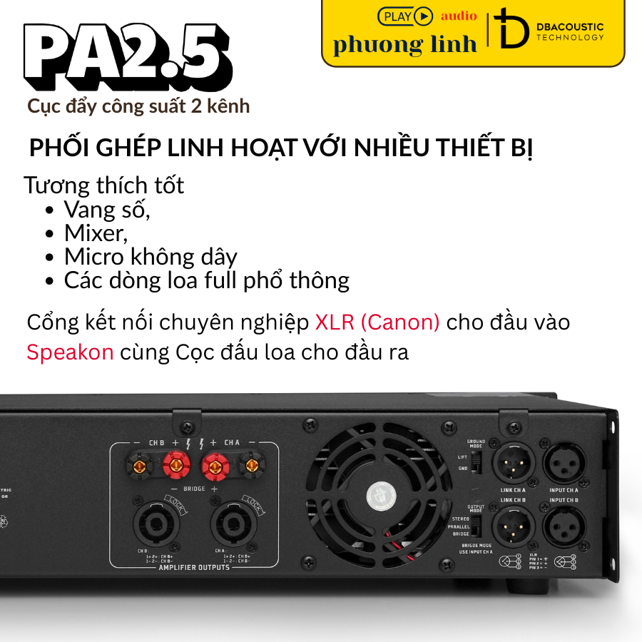 Khả năng kết nối đa dạng của Đẩy DBacoustic PA2.5.