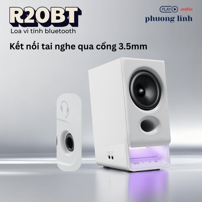 Loa Edifier R20bt trang bị cổng AUX và jack tai nghe tiện lợi.