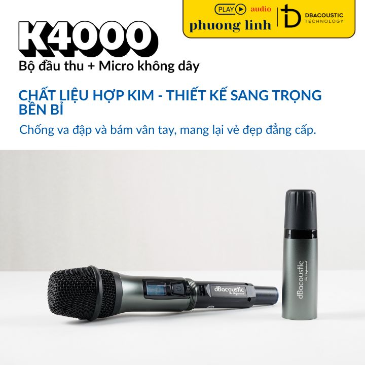 Tay cầm micro K4000 bằng hợp kim phủ sơn tĩnh điện.