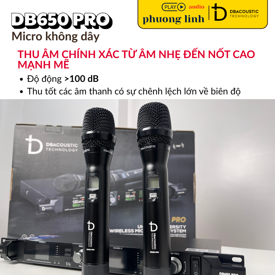 Micro DBacoustic DB650 PRO sở hữu độ động ấn tượng trên 100dB.