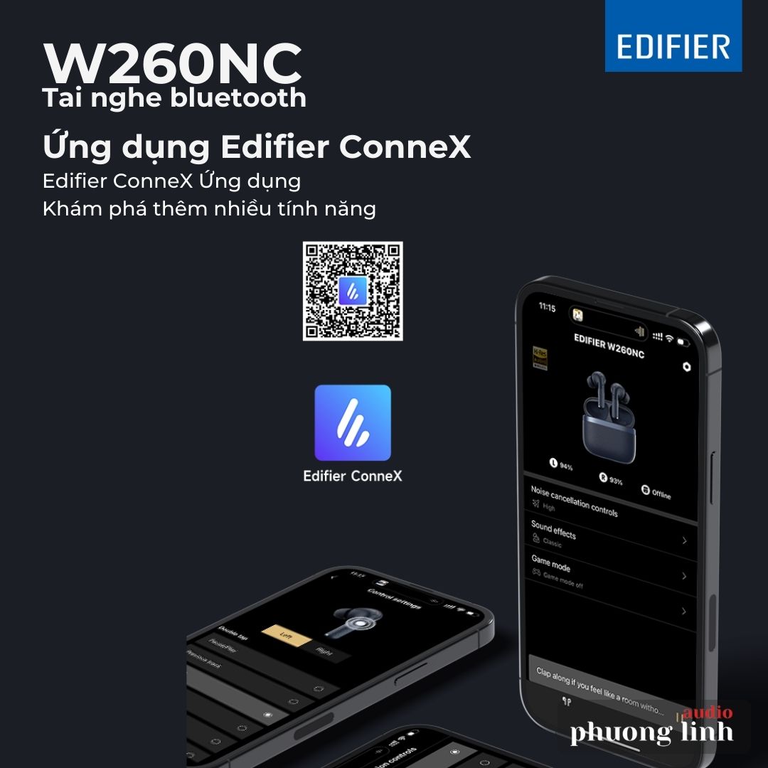 Tai nghe bluetooth Edifier W260NC tùy chỉnh trên ứng dụng Edifier ConneX