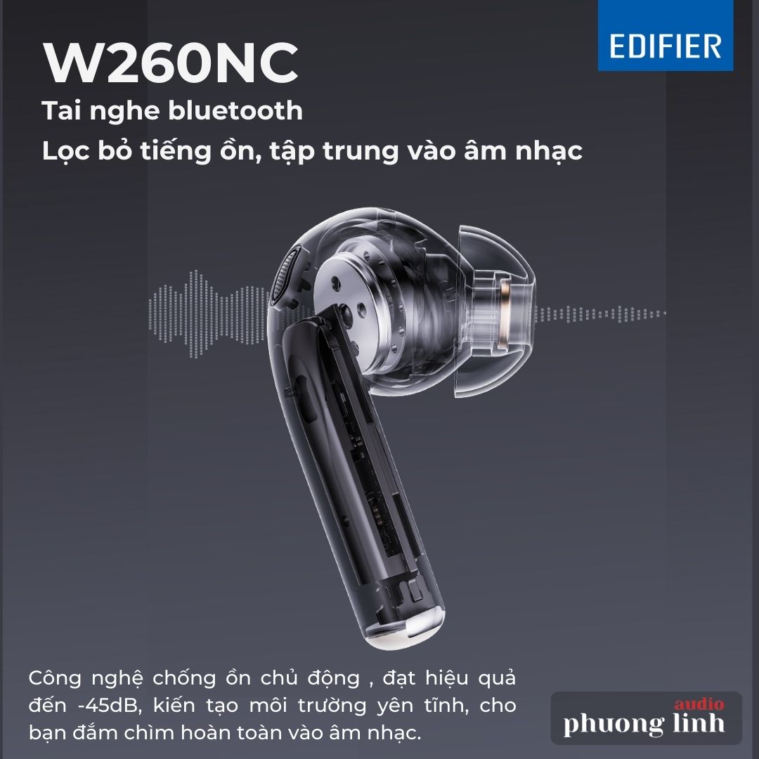 Tai nghe bluetooth Edifier W260NC chống ồn chủ động hiệu suất cao