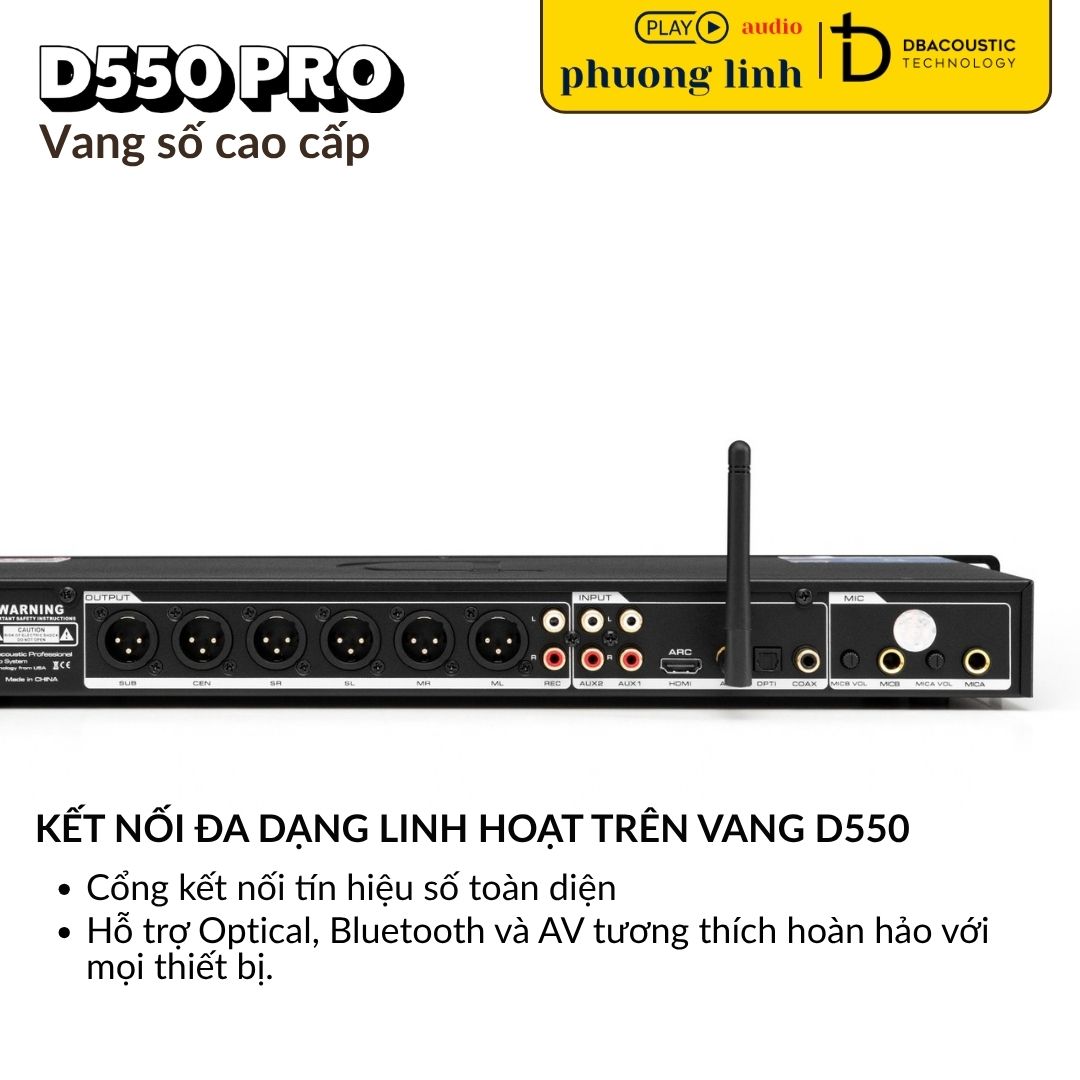 Vang D550 kết nối đa dạng Optical Bluetooth