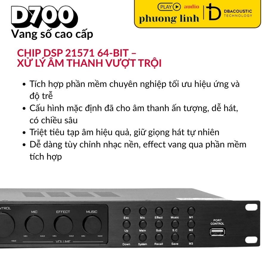 Chip DSP 64-Bit – Xử Lý Siêu Nhanh Của Vang Số DBacoustic D700
