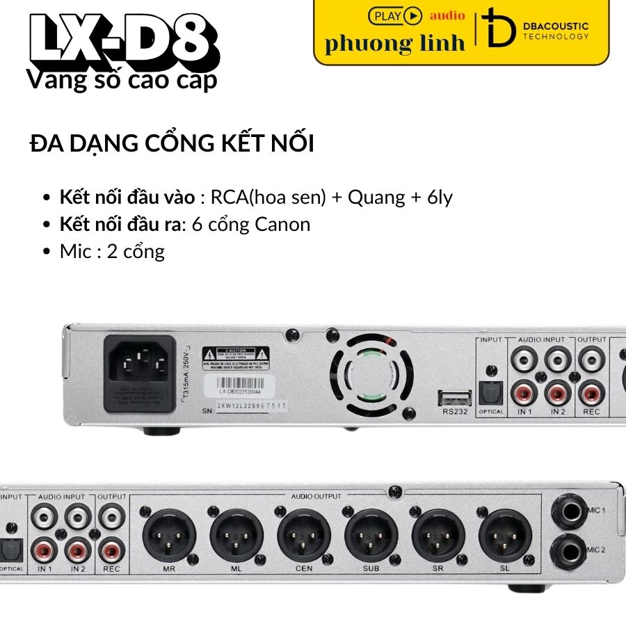 Cổng input Optical Mic đa dạng LX-D8.