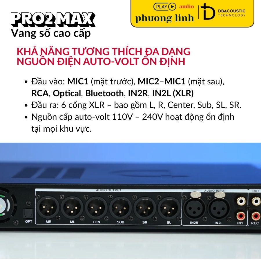 Kết nối đa dạng của Vang DBacoustic PRO2 Max tiện lợi.