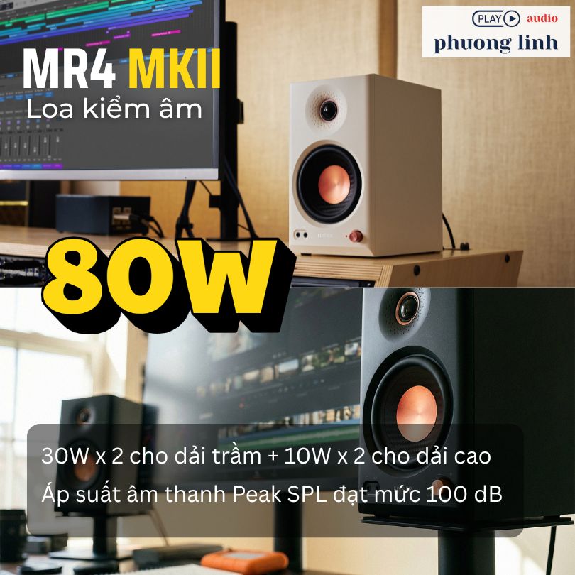 Công suất thực 80W RMS mạnh mẽ trên Edifier MR4 MK2.