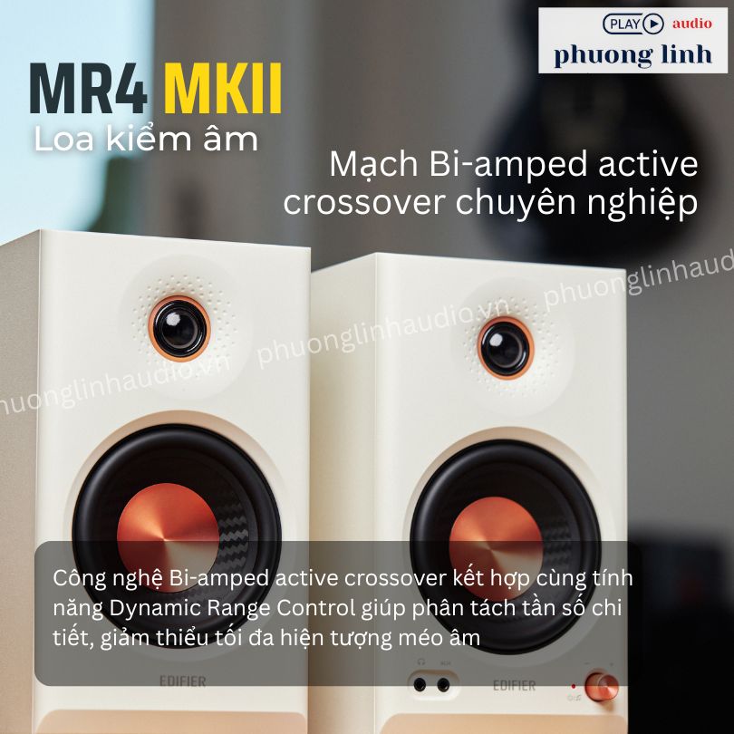 Loa kiểm âm Edifier MR4 MKII tích hợp mạch khuếch đại Bi-amped chủ động.
