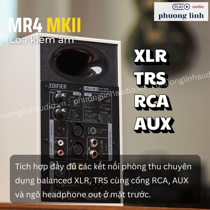 Hệ thống cổng kết nối analog và digital chuyên nghiệp của Edifier MR4 MK2.